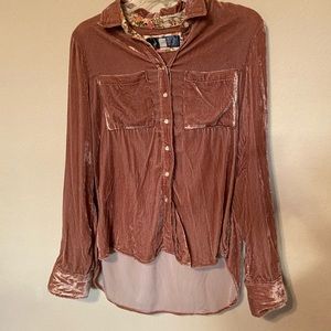 crushed velvet button up